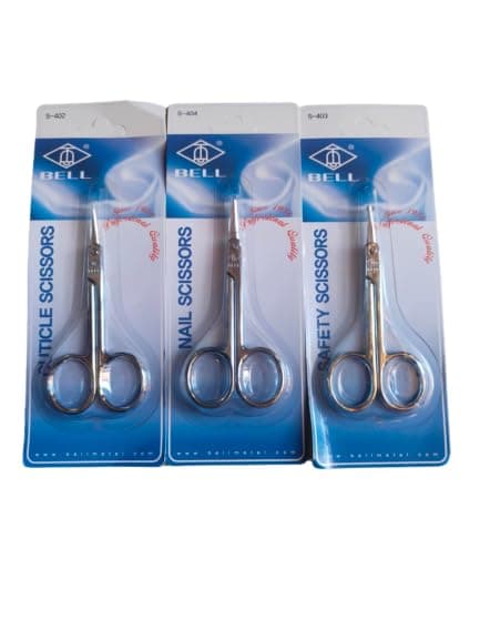 Dhanishka Bell Imported Combo Nail Nostril and Cuticle Scissor Pack of 3 Scissors (Set of 3, Silver)