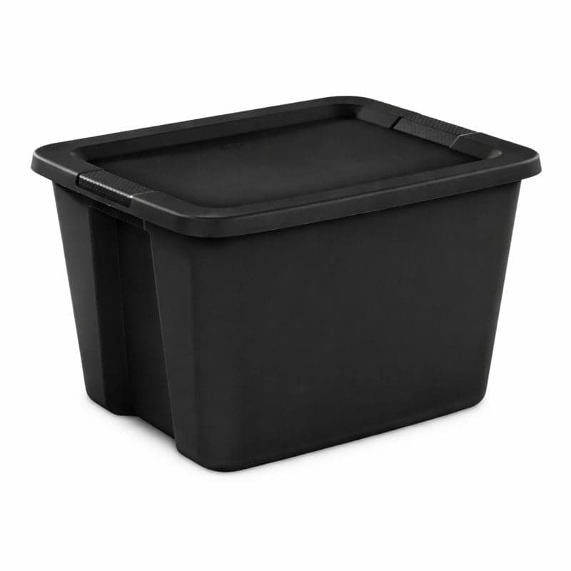 Everbright Essentials 18 Gallon Plastic Storage Tote with Secure Snap-On Lid, Stackable Storage Bin for Linens, Seasonal Decor, Keepsakes & Home Organization (Black)