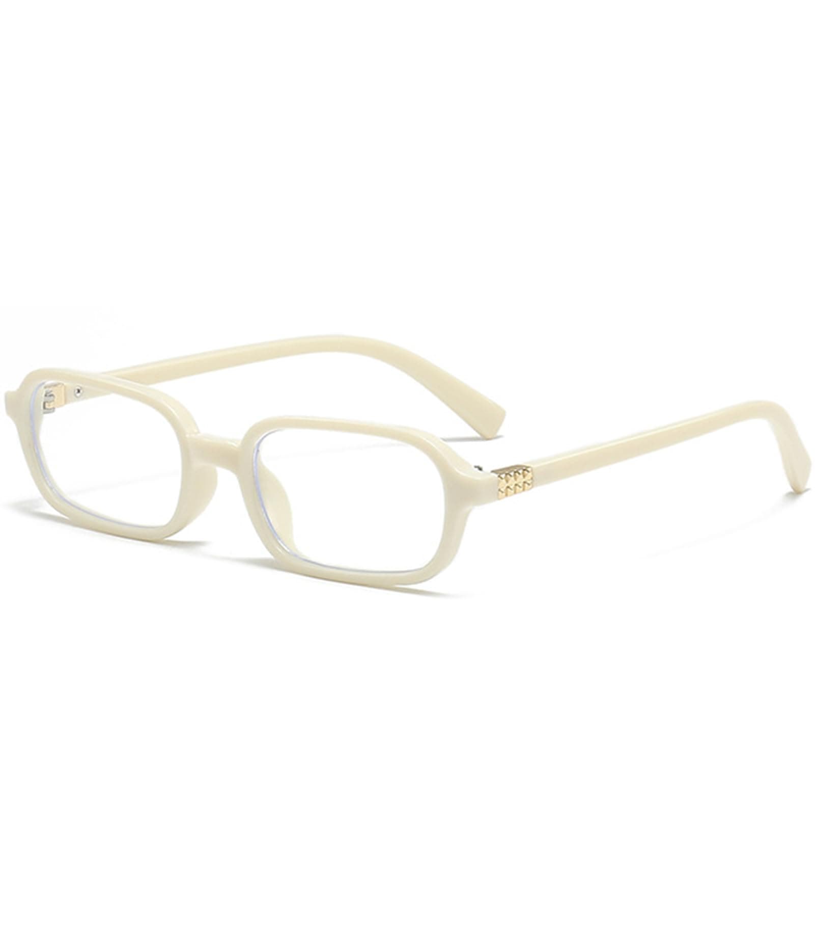 ZIMUSUN Rectangle Glasses for Women Men 90s Small Square Frame Blue Light Glasses Anti Eyestrain(Cream White)