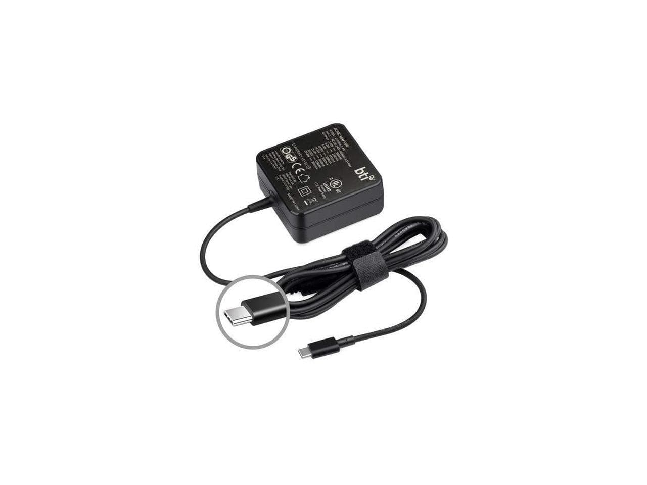 BATTERY TECHNOLOGY 1HE08UT#ABA-BTI 45W USB Type C Desktop AC Adapter for HP, Black