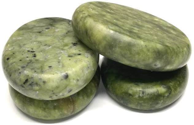 Windfulogo 4Pcs Hot Stone Massage Stones Set Green Jade Cold Rock Heated Warmer Stone for Spa Massage 2.36 x 3.14in (6x8cm)