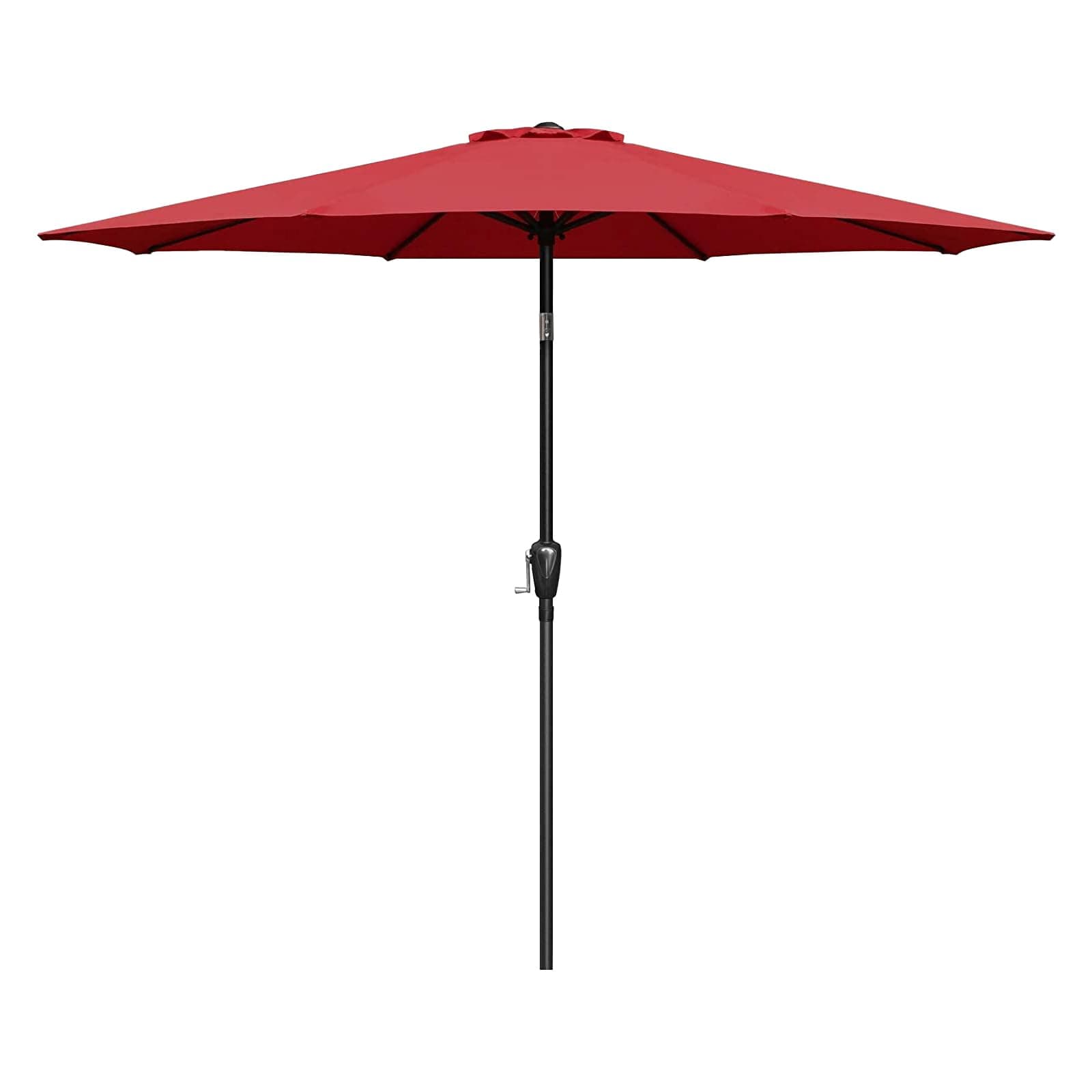 Simple Deluxe 9ft Outdoor Market Table Patio Umbrella with Button Tilt, Crank and 8 Sturdy Ribs for Garden, Deck, Lawn, Backyard & Pool, Red