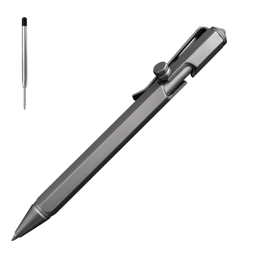 Cool Hand 5.2'' Bolt Action Pen, Titanium Alloy EDC Metal Pen, Gray