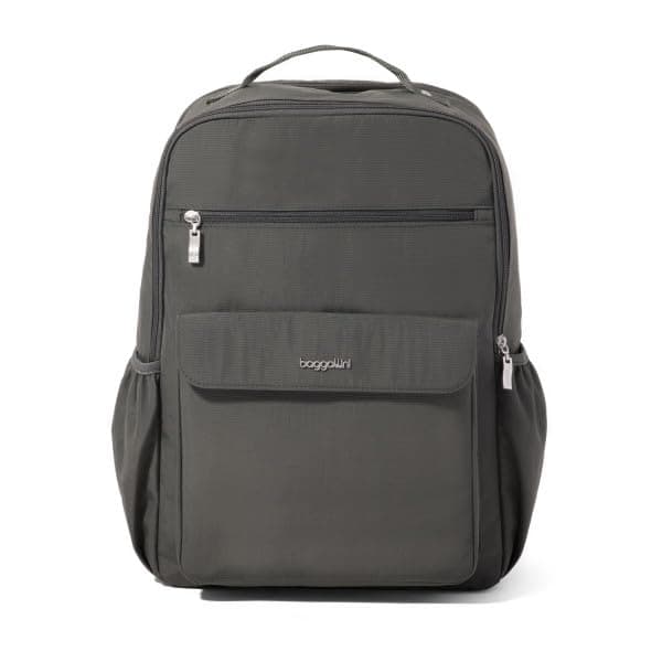 Baggallini Women's Everyday Backpack-11x15.5" Lightweight Water-Repellent Nylon Travel Bag W/Padded Laptop Sleeve & RFID, Charcoal, One Size, Everyday Laptop Backpack - 11x15.5" Lightweight