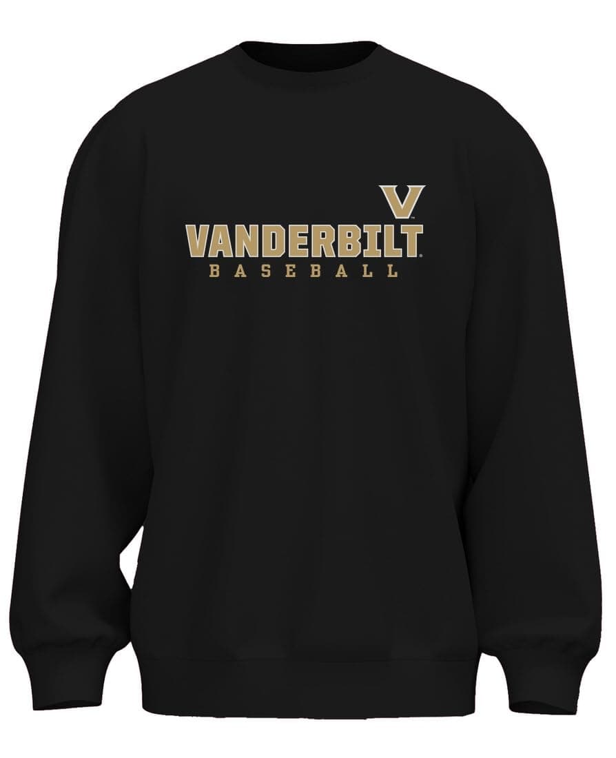 Venley NCAA Officially Licensed Apparel Vanderbilt Baseball Collegiate Unisex Gameday Logo Sweatshirt vanderbilt04S Black XX-Large