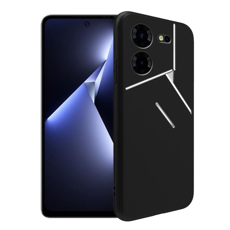 WDMYLFTW Silicone Case for Tecno Pova 5 Pro, Silky-Soft Touch Full-Body Protective Case, Shockproof Bumper Protection Cover with Microfiber Lining (Black)