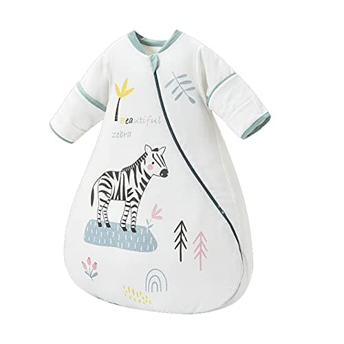 Jueshanzj Baby Sleeping Bag 100% Cotton removable sleeves newborn sleeping bag children's one-piece pajamas newborn baby sleeping bag Cute zebra thick cotton S