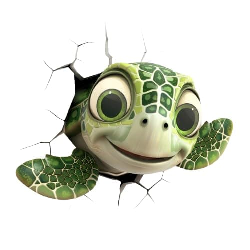 Peeking 3D Animals for Car Sticker Decals, Cute 3D Cartoon Rabbit, Hedgehog, Turtle, Baby Duck, Giraffe, Red Panda, Funny Peeking Car Decals for Bumper, Window, Auto Panel (Turtle)