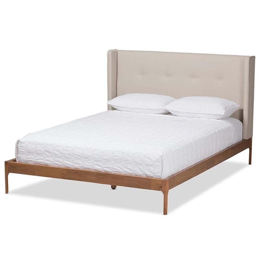 Baxton Studio Brooklyn Upholstered Full Platform Bed in Light Beige