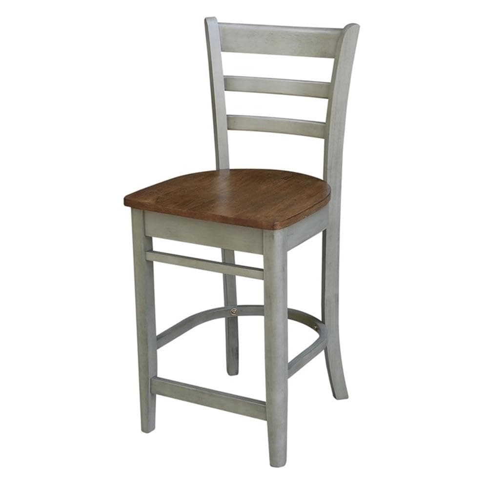 International Concepts Emily Counter Height Stool - 24"" Seat Height, Distressed Hickory/Stone