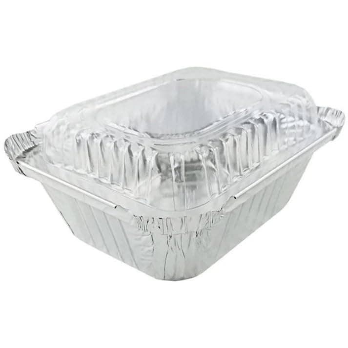 Nicole Fantini 5.5" L x 4" W Disposable Oblong Pan with Dome Lids - 1 Lb Aluminum Foil Oblong Pans: 100% Recyclable : Perfect for Baking and Roasting : Set of 50