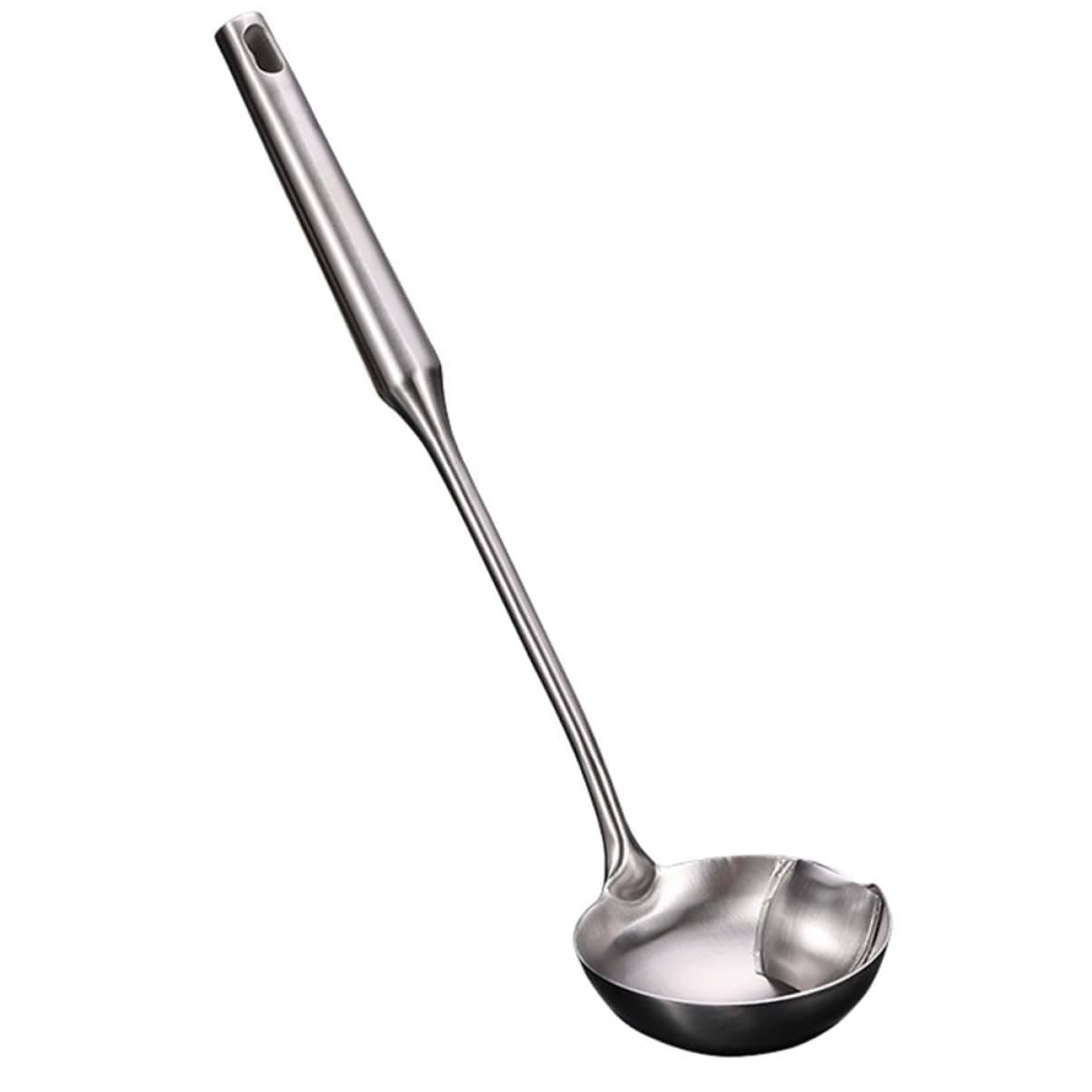 LALADEFIEE 1Pc Stainless Steel Oil Filter Spoon Home Hotpot Spoon with Smooth Handle Grease Strainer for Soup Easy Storage Fine Polished Finish for Separating Oil From Soup