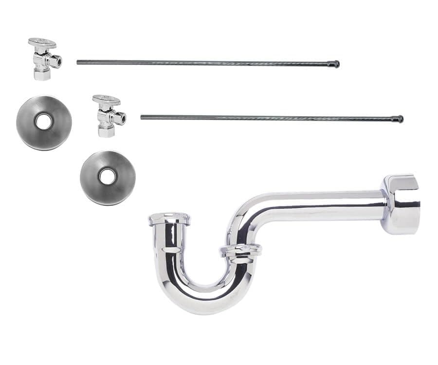 Mountain Plumbing: MT7201-NL/PVDBB - Lavatory Supply Kit - Brass Oval Handle with 1/4 Turn Ball Valve (MT403-NL) - Angle, P-Trap 1-1/2"