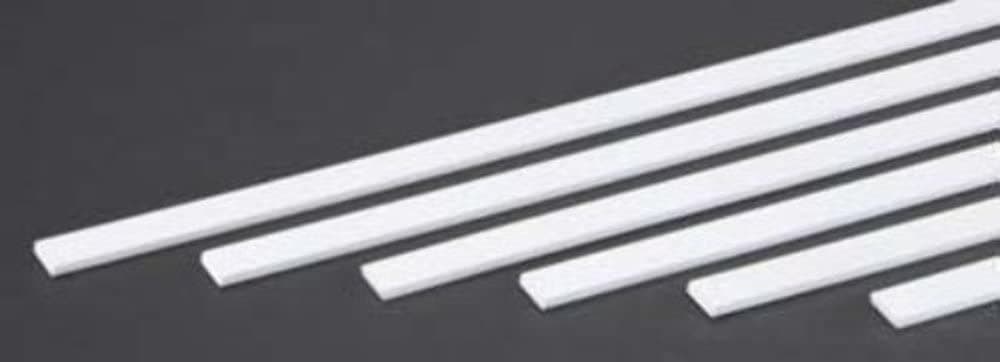 Opaque White Styrene Strips .100" Thick, 24" Long -- .438" Wide pkg(6)