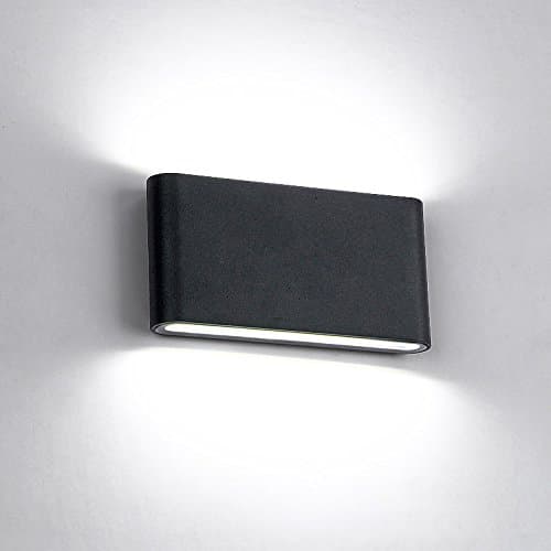 BRILLRAYDO 12W LED Outdoor Exterior Wall Sconces Step Down Light Fixture Lamp Black Finish Cool White