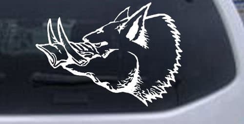 Rad Dezigns 8.4in X 6in White - Wild Boar Hunting and Fishing Car Window Wall Laptop Decal Sticker