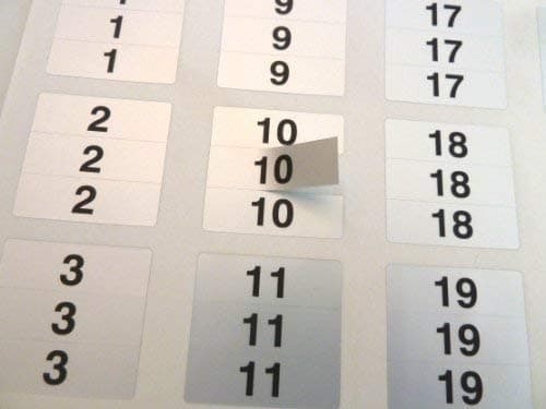 Minilabel 31X10mm , Black On Silver Labels , Triplets Consecutively Numbered 1 To 500 , Durable Plastic Consecutive Numbering Stickers