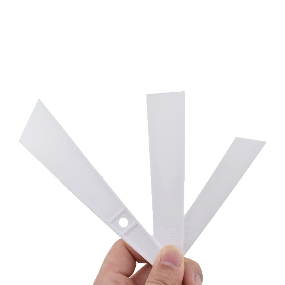 Acoeitl Plastic Glue Smear Sticks Applicator Spreaders Spatula Flexible Fill Gaps Smooth Good Hand Holding Pliable Evenly Scrape Easy Clean Off for Apply Leather Edge Precise Line 3Pcs White