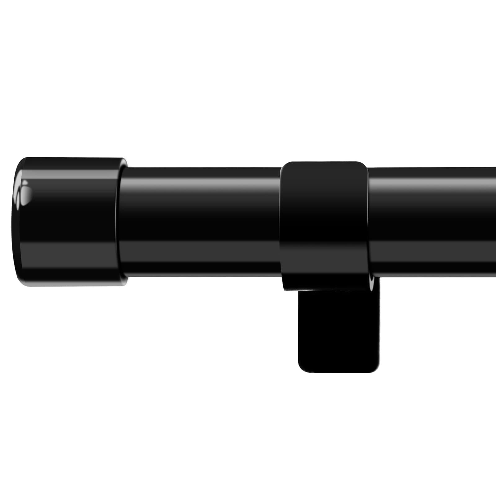Window Curtain Rods 36 to 78” - 1 Inch Stainless Steel Heavy Duty Curtain Rod Set,Blackout Modern Drapery Rods with Brackets - Black