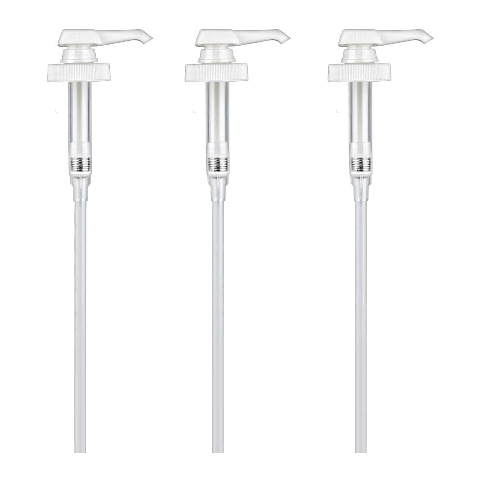 38/400 White Pump Dispenser Ribbed Plastic Lotion & Soap Pumps with 11” Trimmable Dip Tube, Fits 16oz–32oz Bottles & Jars (Pack of 3)