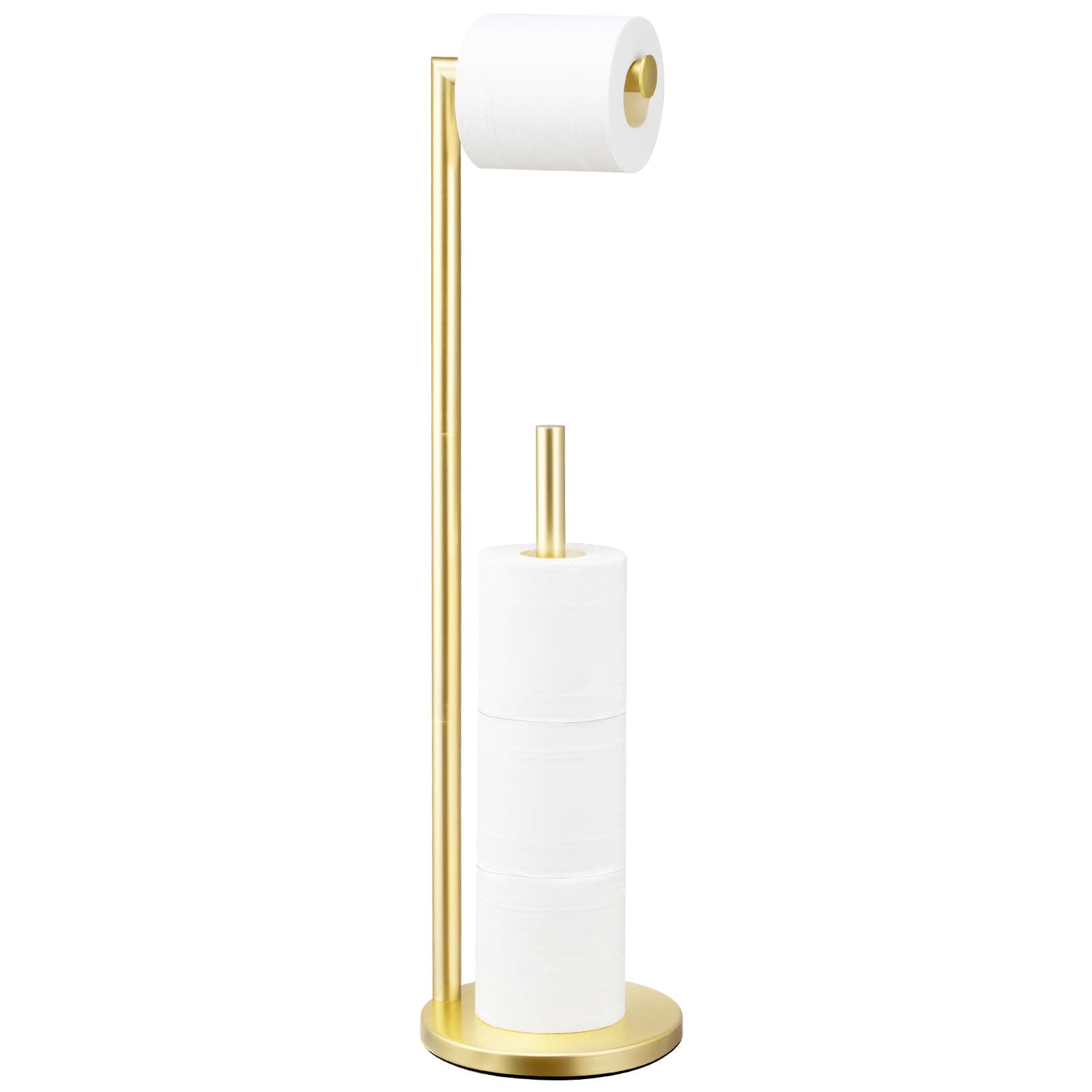 Toilet Paper Holder Stand, Bathroom Free Standing with Storage, Gold