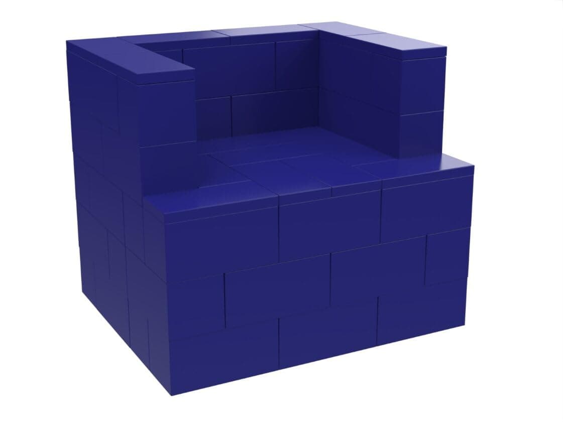 EverBlock 3’ Lounge Chair Kit | Modular Seating Bench | Giant Building Blocks | Easy to Connect & Reuse | Indoor & Outdoor Use | Build Displays & Structures | Blue