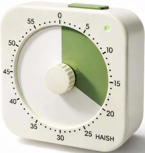 HAISH 60 Minute Visual Timer for Kids - Premium Countdown Timer with Magnetic Back & Pause Function, Silent Operation for Classroom Teaching Home, Time Management Tool(Batteries Included) (Green)