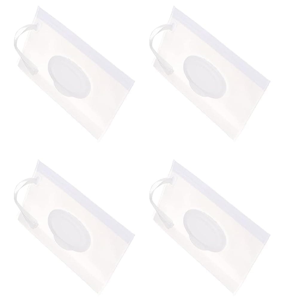4 Pcs Baby Wipe Case Travel Holder Keeps Wipes Moist Set of Wet Wipes Holders Cases Portable Travel On The Go Refillable Dispenser Container Diaper Wipe Holders Wipes Holders