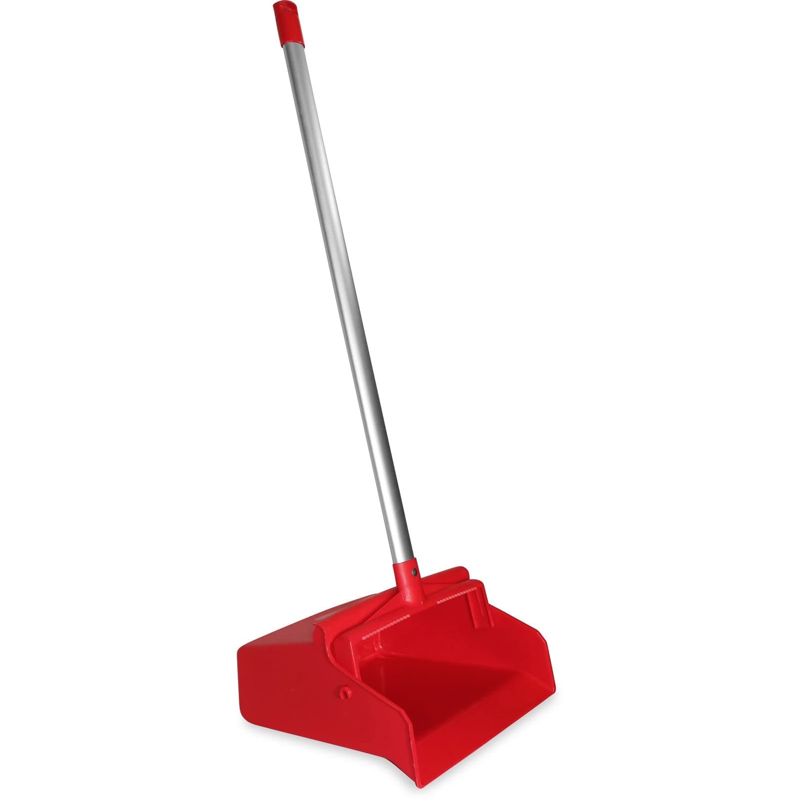 SPARTA Upright Dustpan with Aluminum Handle Serrated Edge for Broom Combing, Secure Yoke Lock with Easy Storage Hanging Hole for Commercial Cleaning, Plastic, 30 Inches, Red, (Pack of 6)