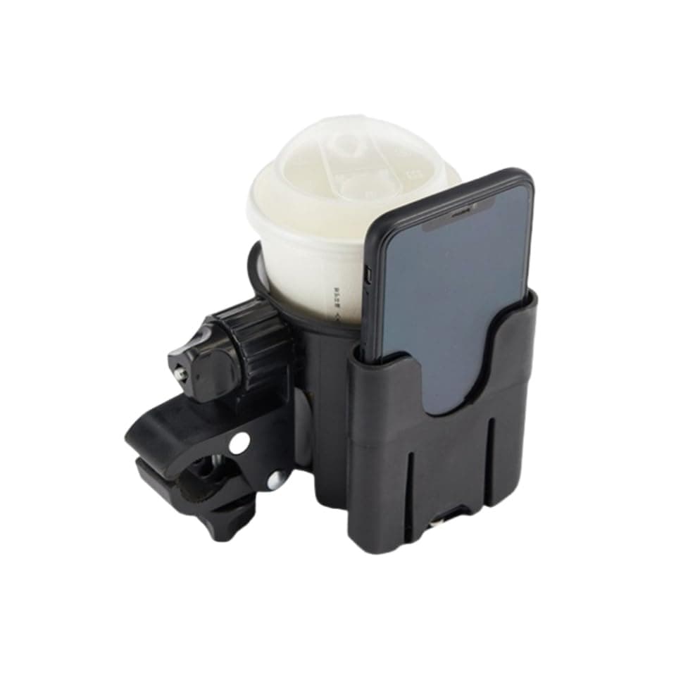 YongXiangPeng Universal Stroller Cup Holder with Phone Mount – 2-in-1 Adjustable Drink Caddy for Bikes, Walkers & Scooters – Secure Stroller Attachment for Coffee, Water Bottle & Smartphone