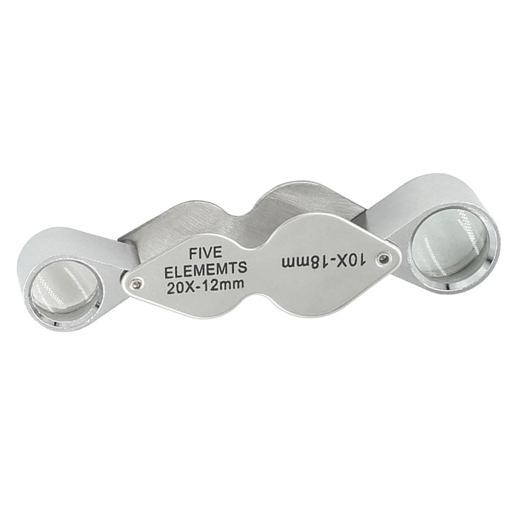 getuse 10X & 20X Jewelers Loupe with Glass Lens 18mm 12mm Chrome Plating Housing Case for Jewelry Inspection and Geological Surveying
