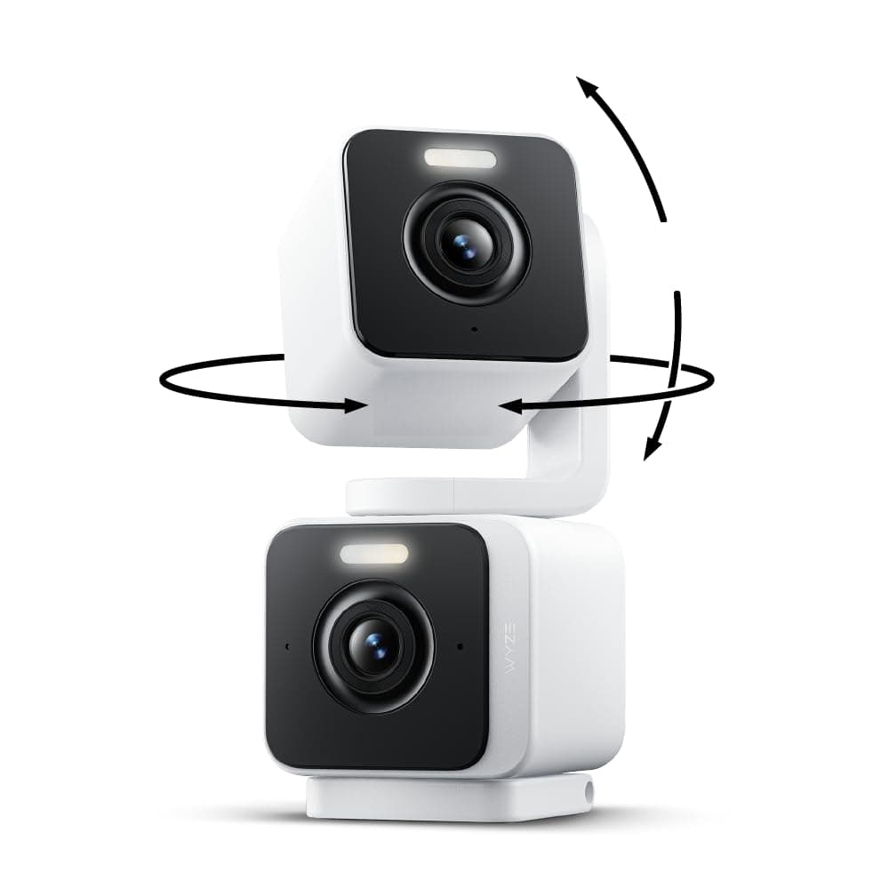 Wyze Pan Cam Duo Indoor/Outdoor IP65 2K 360° Pan/Tilt/Zoom Smart Home Security Camera with Color Night Vision, Works with Alexa & Google Assistant, White