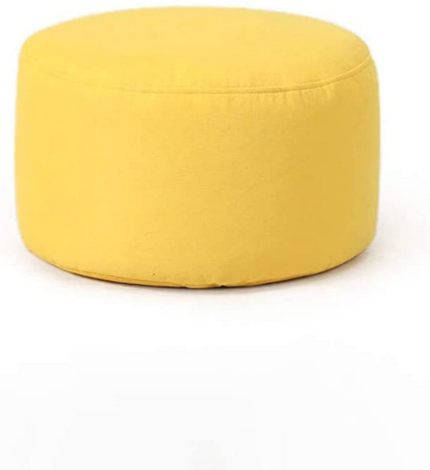 Footstool Foot Stool Ottoman Fabric Footstool Round Japanese Cushion Pouffe Footrest Bean Bag Breathable Foot Stool for Living Room Bedroom Study,Yellow Home Decor Chair
