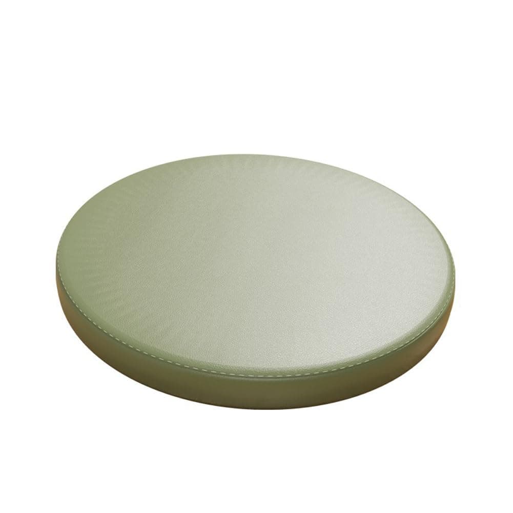 JINGTAOO 1.8" Thick Memory Foam Round Dining Kitchen Chair Cushion,PU Leather Bar Stool Cushion 12"/14"/16" Round Chair Seat Pad Anti-Slip Indoor Outdoor Furniture Cushions (Matcha Green,16inch)