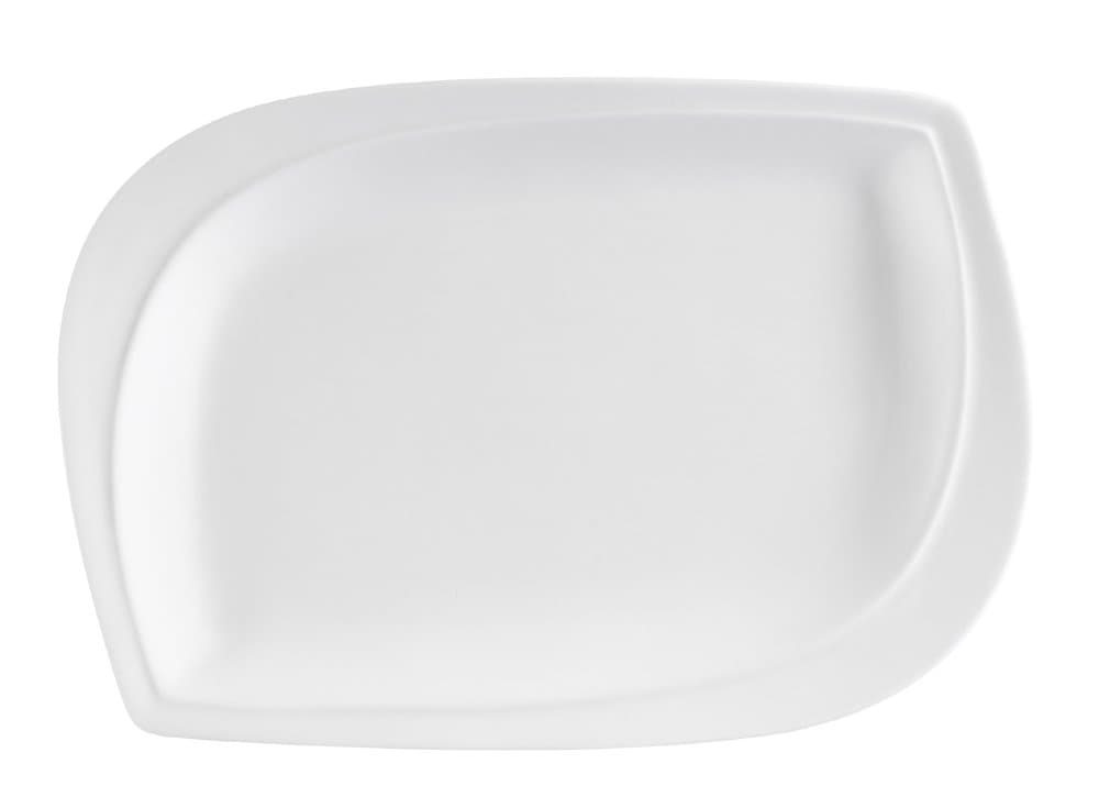 CAC China ASP-13 Aspen Tree 12-Inch by 8-1/2-Inch New Bone White Porcelain Leaf Shape Rectangular Platter, Box of 12