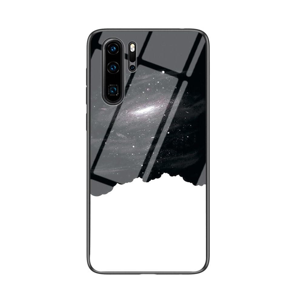 AZIMJOOD for P30 Pro Tempered Glass Phone Case Starry Sky Pattern Design Anti-Scratch Shockproof Cover Compatible with P30 Pro - A