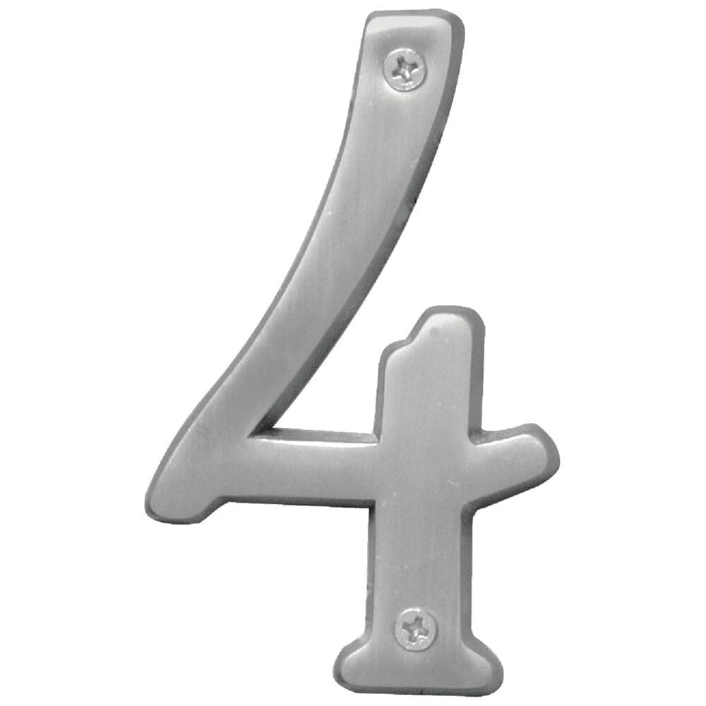 HY-KO Products BR-43SN/4 4 Number, 4In, Satin Nickel Finish