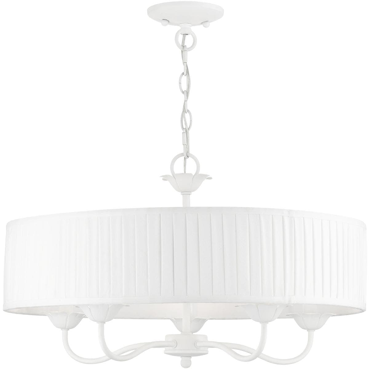 Edinburgh - 5 Light Pendant in Transitional Style-14 Inches Tall and 23 Inches Wide-White Finish -Traditional Install