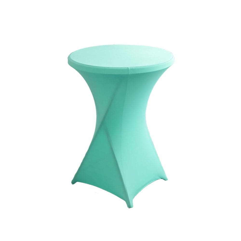 Chickwin Spandex Round Cocktail Table Covers, Solid Color Cocktail Table Fitted Tablecloth with Elastic, Cocktail Table Cloths for Party, Bar, Wedding, Birthday (Mint Green,31.5x43.3)
