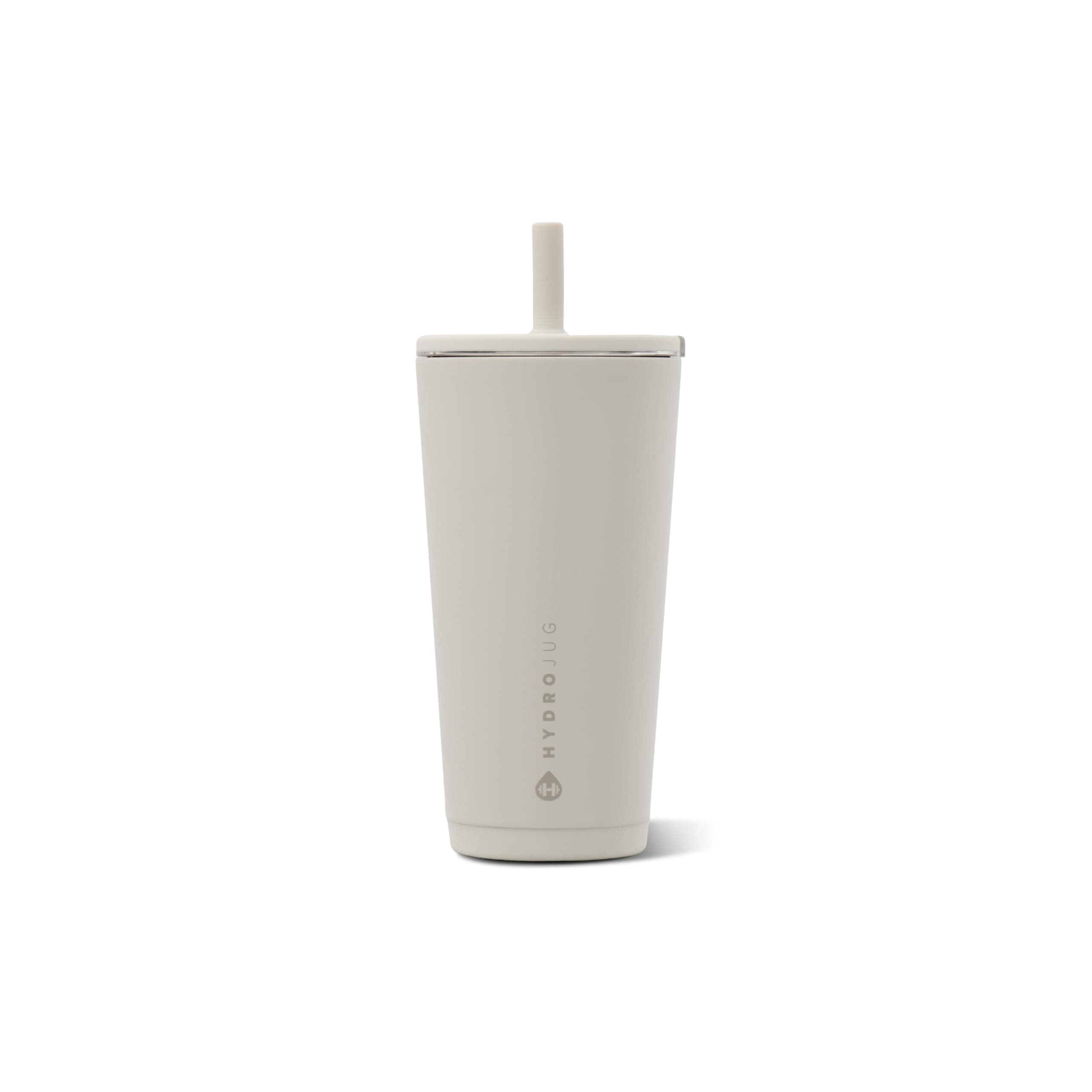 HydroJug Everyday Tumbler 20 oz – Ceramic-Lined Insulated Tumbler with Straw and Soft-Touch Lid, Cup Holder Friendly, Double-Wall Vacuum Insulation, Reusable Travel Cup – Linen