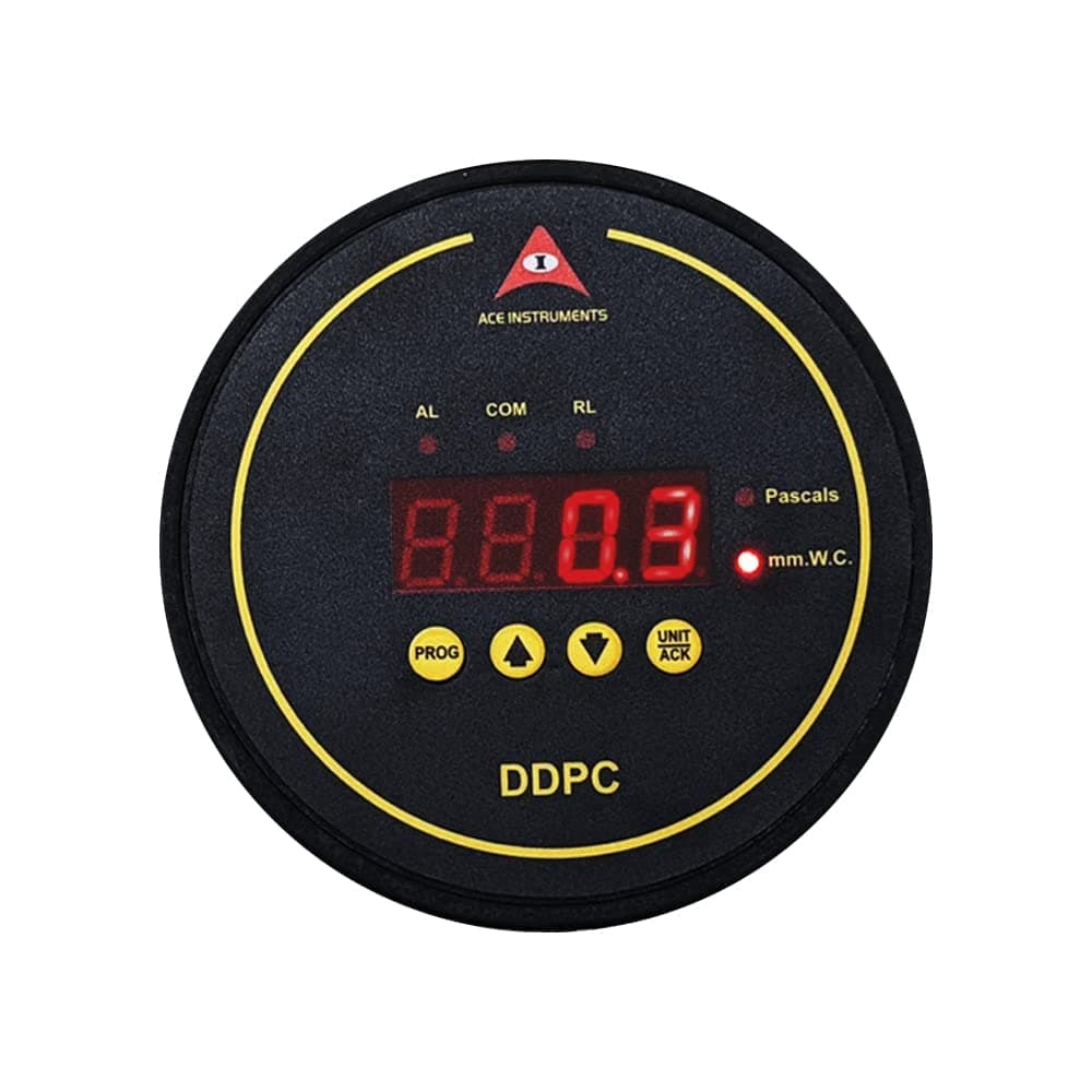 Industrial Digital Differential Pressure Controller Range: 0 to 10 mm.W.C | Factory Calibrated with Certificate | LED Display | Alarm Function | Ideal for Cleanroom, HVAC & Isolation Rooms