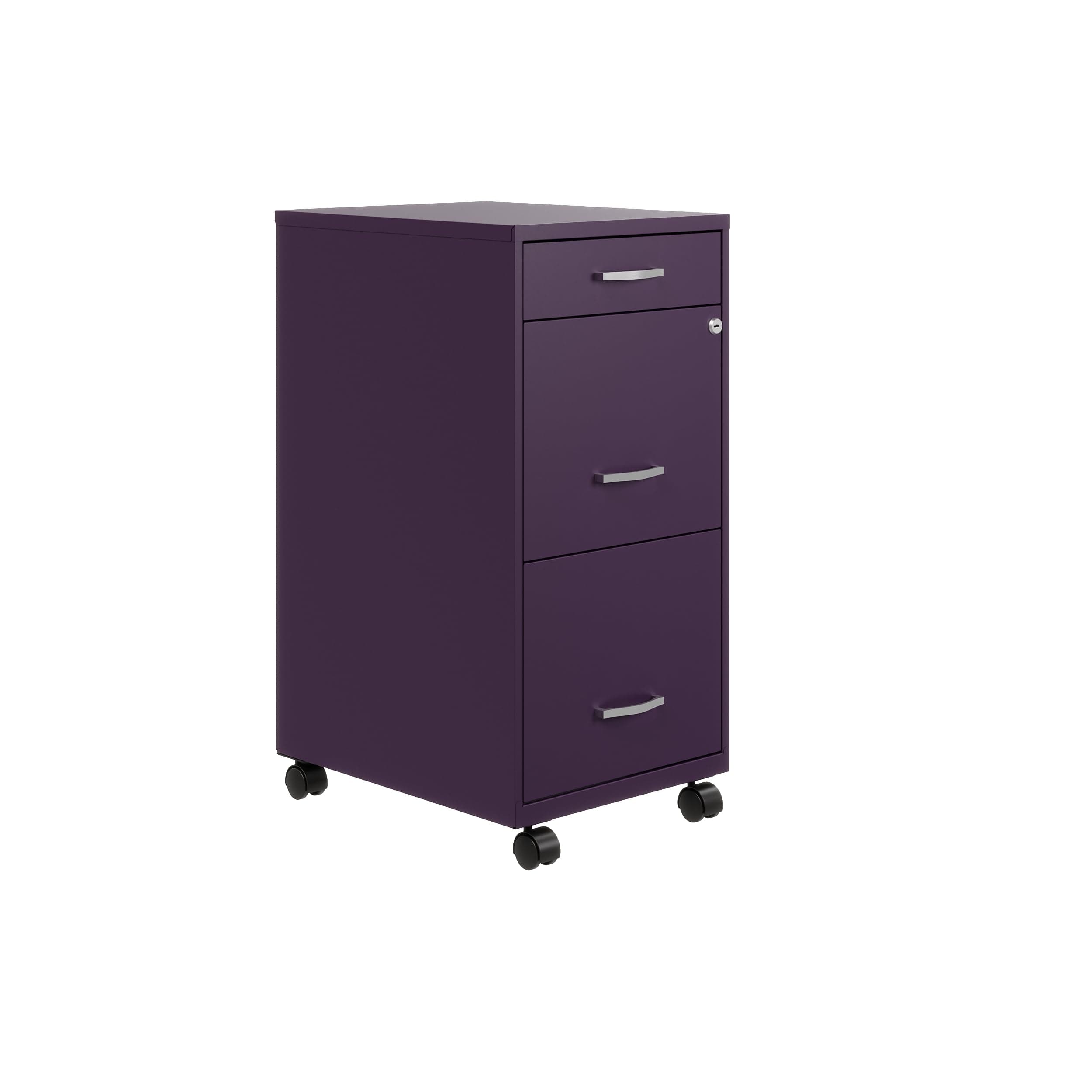 Space Solutions 18" D 3 Drawer Mobile Metal File Cabinet Midnight Purple