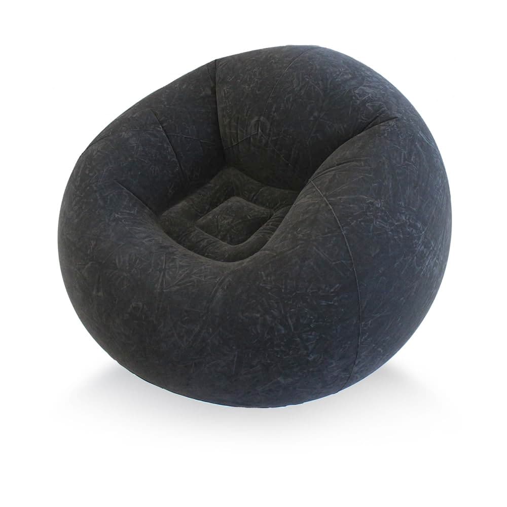 Wellcomer 45x45x28 Inflatable Beanless Bean Bag Chair Lounge Sofa - Black