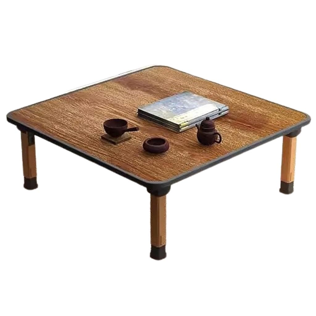 WIKLMOTH Japanese Wooden Folding Tea Coffee Tables, Square Floor Adjustable Low Table for Tatami Sitting On The Floor, Foldable Laptop Kotatsu Dining Table Meditation Bay Window Table (80 * 80cm)