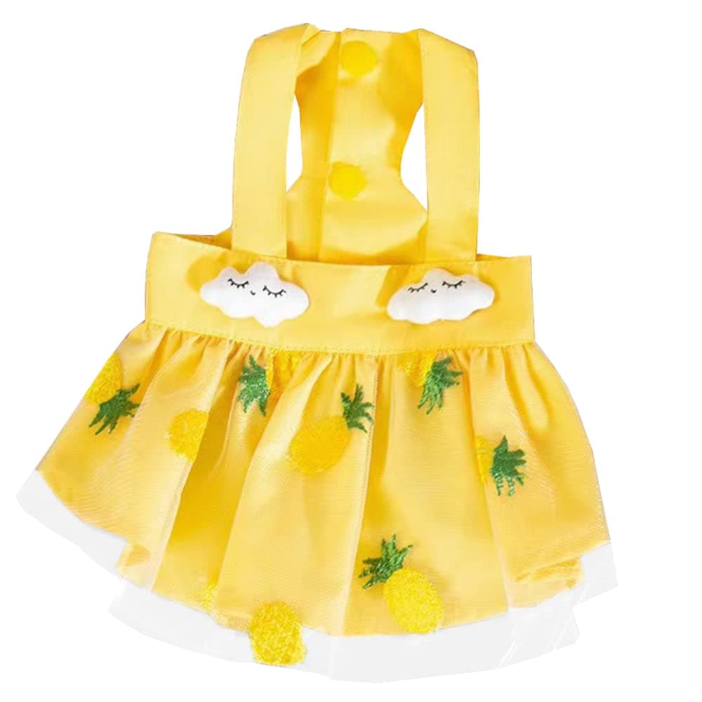 Gittcoll Anelekor Puppy Princess Dresses Girl Dog Clothes Doggy Summer Outfit Lovely Pineapple Sleeveless Lace Skirt for Cat Bunny Chihuahua and Small Extra Small Dogs (Large, Yellow)