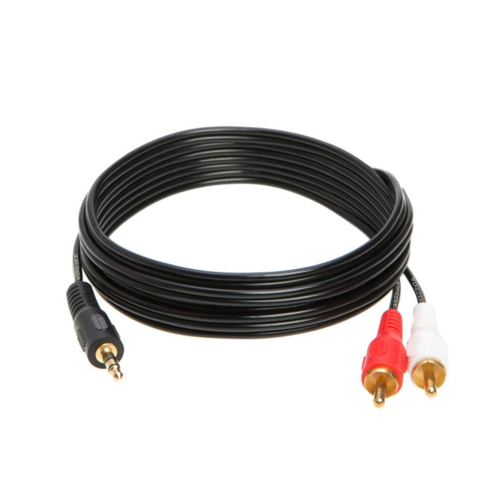 12FT RCA Audio Cable 2 RCA Male to 3.5mm Male Headphone Jack Aux Stereo Y Splitter Lead Compatible with DJ Controller Speaker Turntable TV Car Stereo Hi-Fi Amplifer Phone Gold-plated