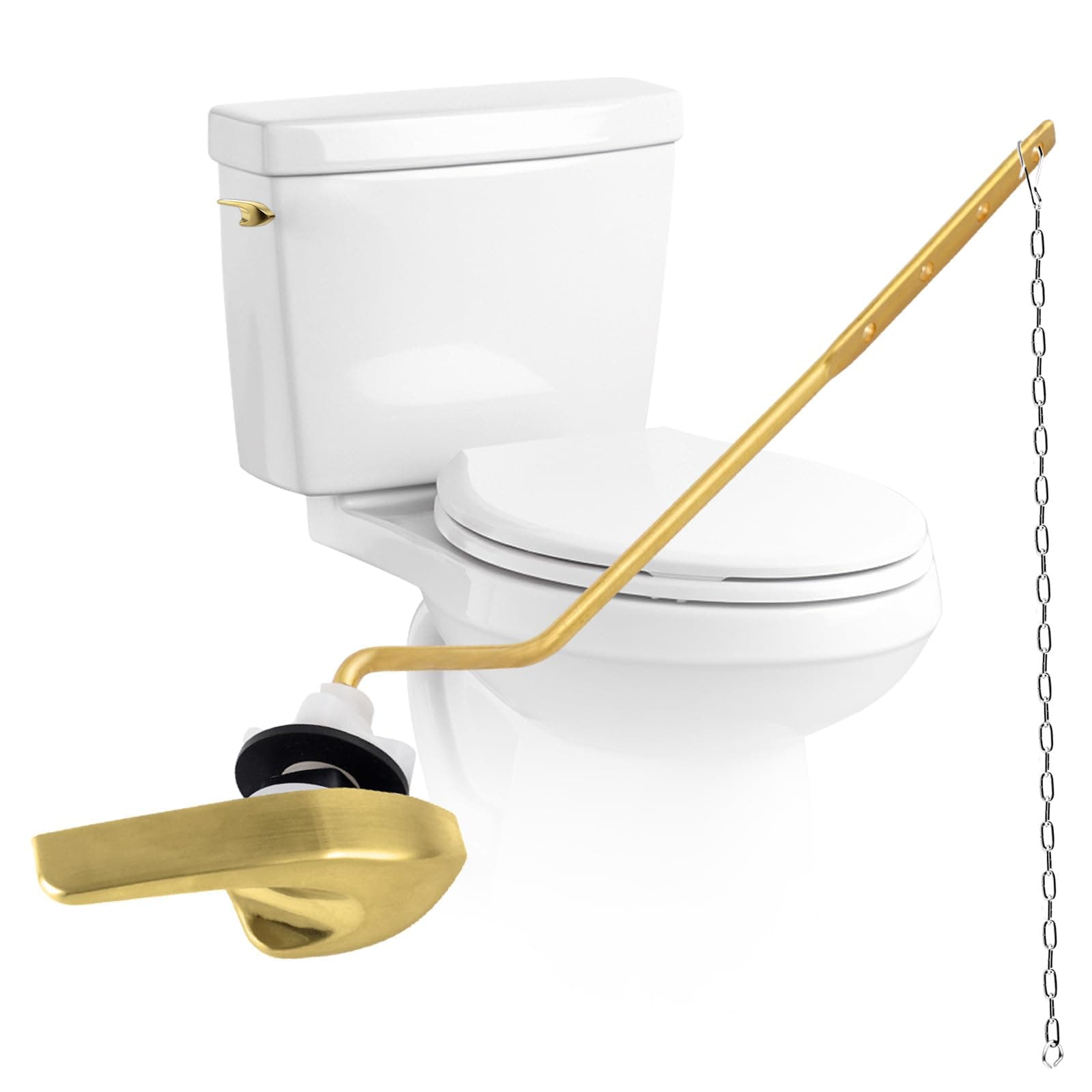 Universal Brushed Gold Toilet Handle Replacement, Side/Angle Mount
