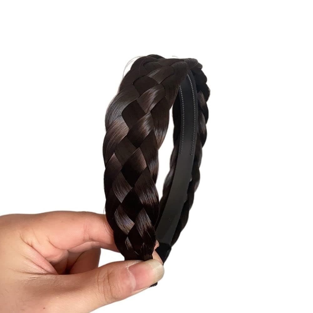 Zenarao Braided Stretch Headband for Women - Adjustable Twist Hair Hoop with Heat-Resistant Fibers | Ponytail Accessory for Workout, Casual and Bridal Styles (Black)