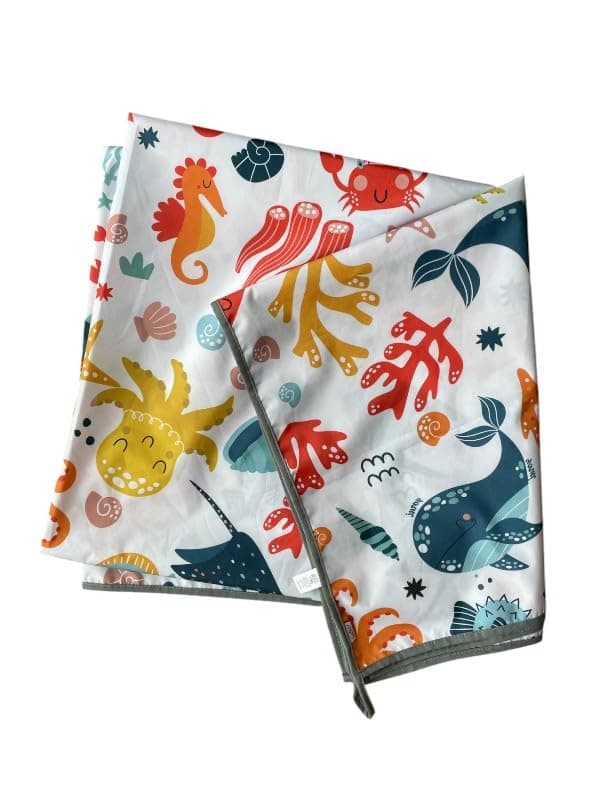 Yorni Waterproof High Chair Splat Mat – Machine Washable Floor & Table Protector for Baby Feeding, Art & Crafts, Outdoor Use (Ocean, 57x71 Inch)