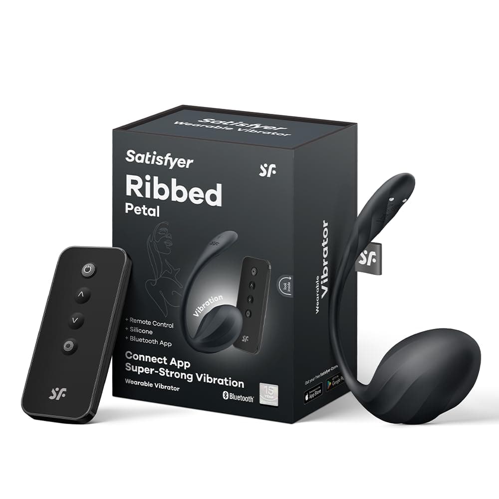 Satisfyer Ribbed Petal Connect App Vibrator Sex Toy | Adult Toys For Women | Wearable Vibrator + APP | Vibrating Sexual Pleasure Device | Stimulation Vibrators | Woman Sextoy (Black)